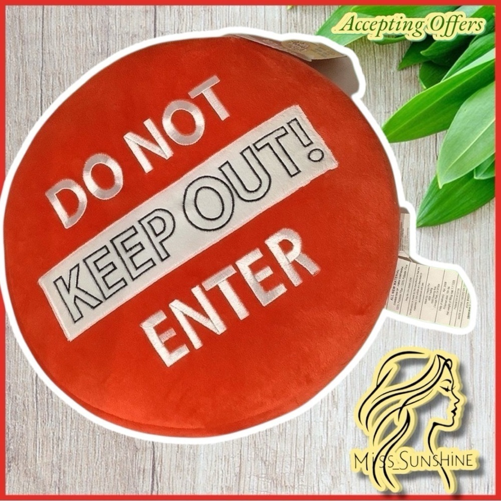 Simple Home NWT - Light Up Pillow 14” dia - do not enter  KEEP OUT - sof…